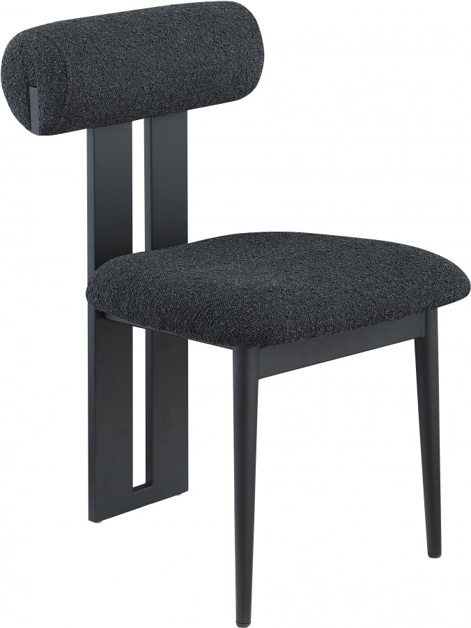 Black Dario Boucle Fabric Dining Chair, Set of 2 from Meridian - Luna Furniture