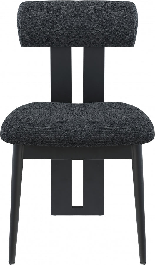 Black Dario Boucle Fabric Dining Chair, Set of 2 from Meridian - Luna Furniture