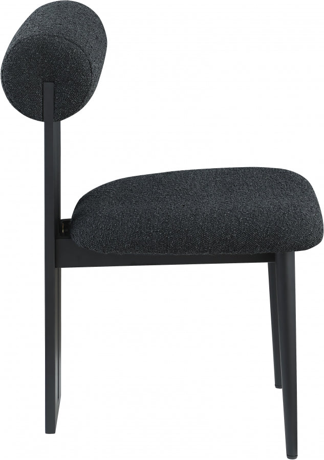 Black Dario Boucle Fabric Dining Chair, Set of 2 from Meridian - Luna Furniture