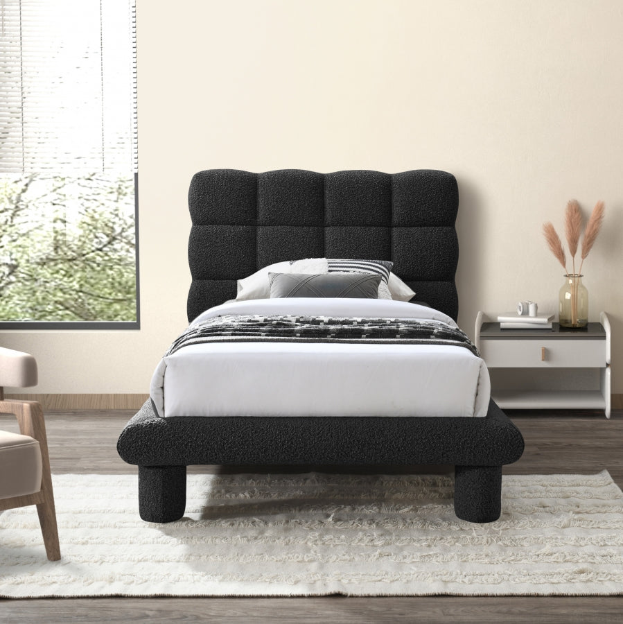 Black Deco Boucle Fabric Twin Twin Bed (3 Boxes) from Meridian - Luna Furniture