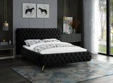 Delano Black Velvet Queen Bed from Meridian - Luna Furniture