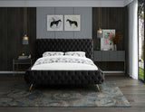 Delano Black Velvet Queen Bed from Meridian - Luna Furniture