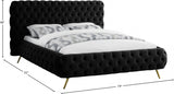 Delano Black Velvet Queen Bed from Meridian - Luna Furniture