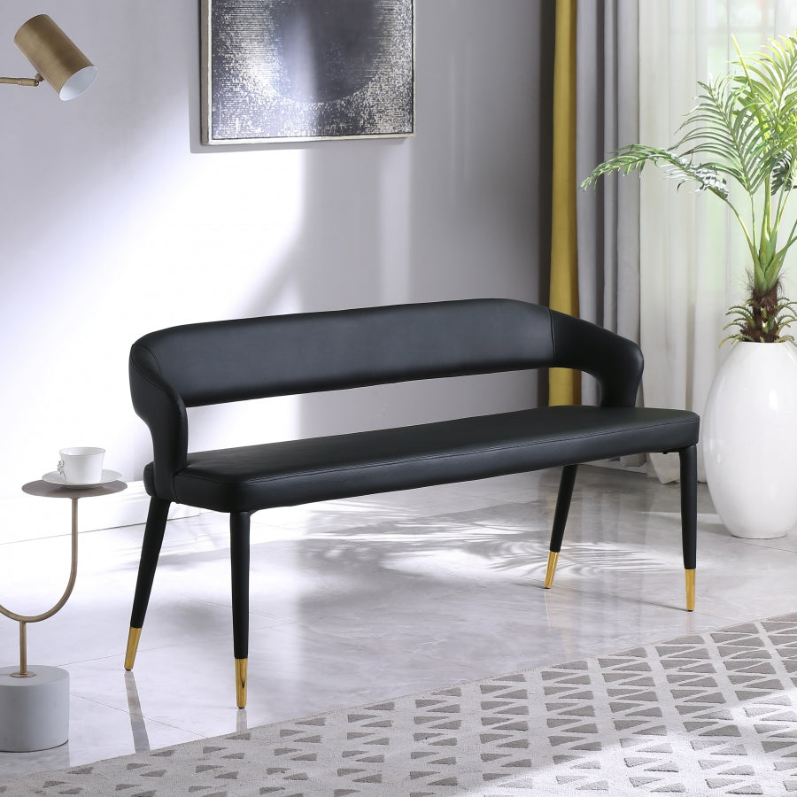 Destiny Black Faux Leather Bench from Meridian - Luna Furniture