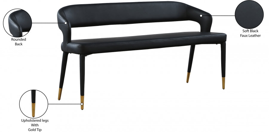 Destiny Black Faux Leather Bench from Meridian - Luna Furniture