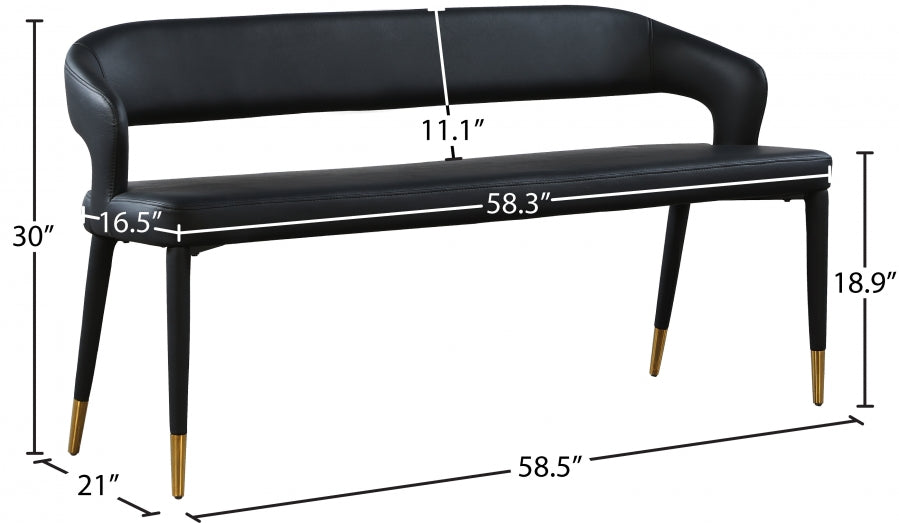 Destiny Black Faux Leather Bench from Meridian - Luna Furniture