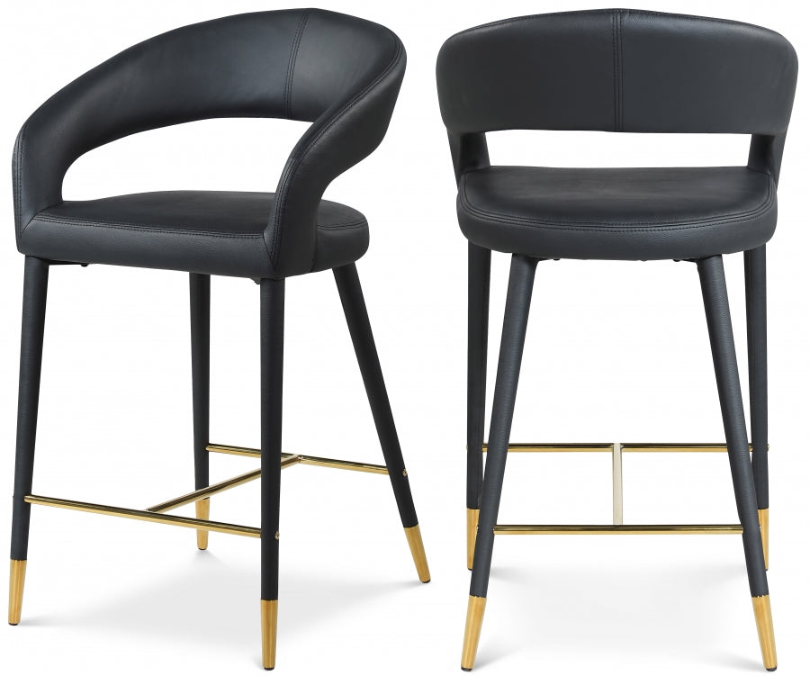 Destiny Black Faux Leather Stool from Meridian - Luna Furniture