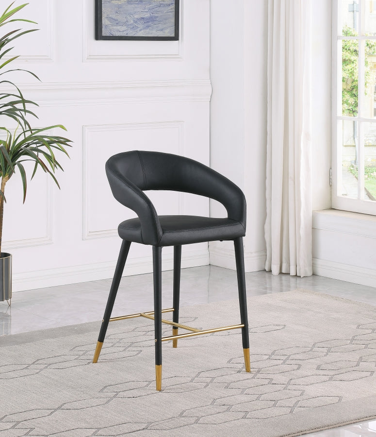 Destiny Black Faux Leather Stool from Meridian - Luna Furniture