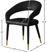 Destiny Black Velvet Dining Chair from Meridian - Luna Furniture