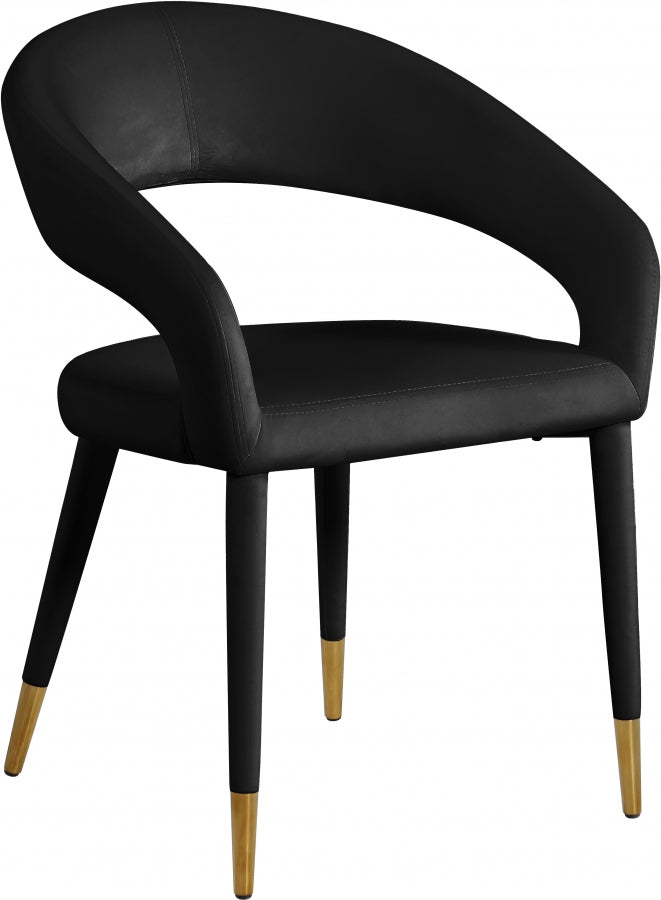 Destiny Black Velvet Dining Chair from Meridian - Luna Furniture