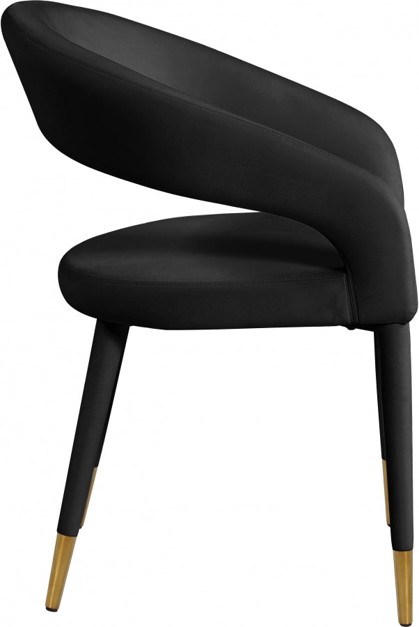 Destiny Black Velvet Dining Chair from Meridian - Luna Furniture