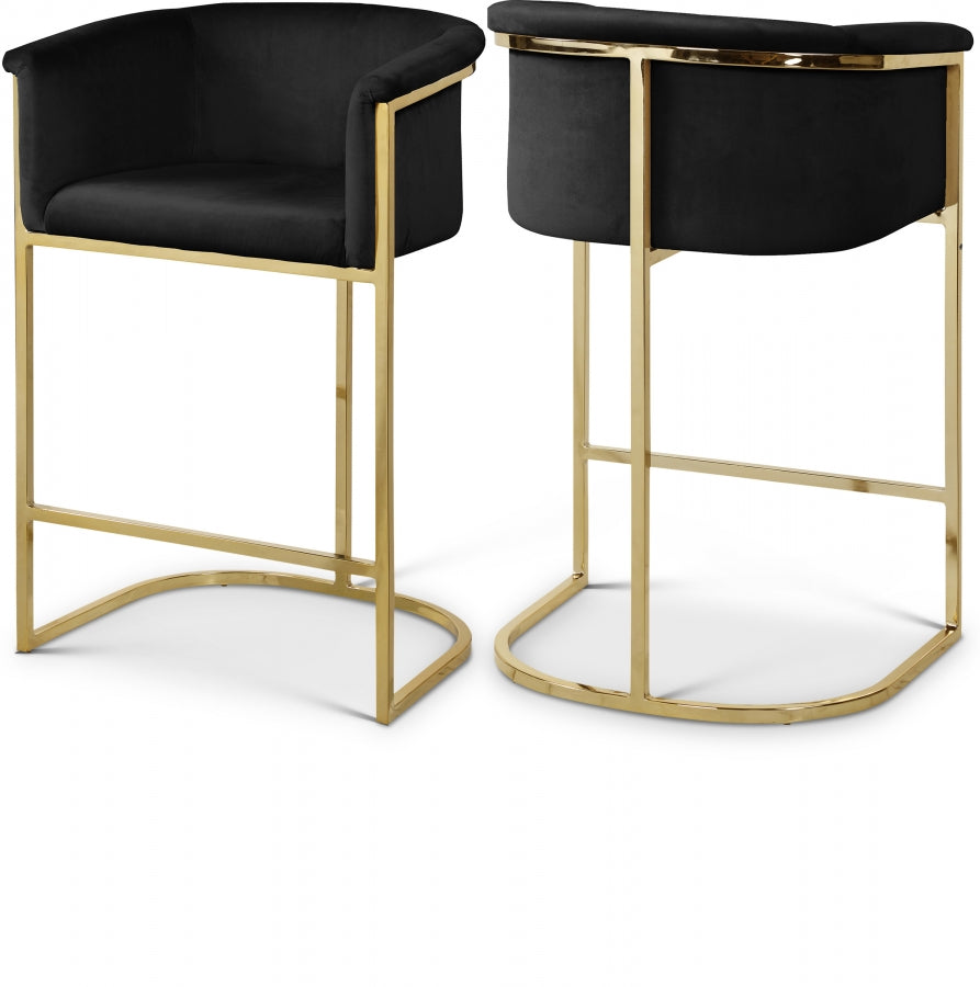 Donatella Black Velvet Counter Stool from Meridian - Luna Furniture