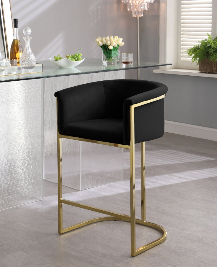 Donatella Black Velvet Counter Stool from Meridian - Luna Furniture