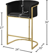 Donatella Black Velvet Counter Stool from Meridian - Luna Furniture