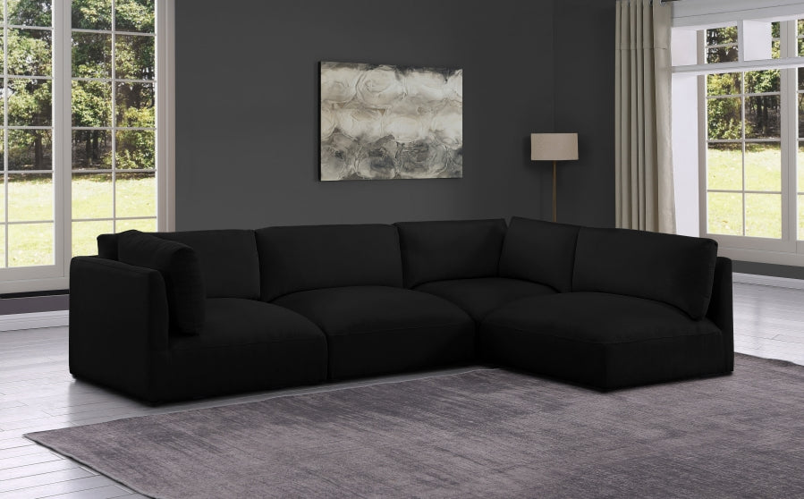 Black Ease Fabric Modular Sectional from Meridian - Luna Furniture