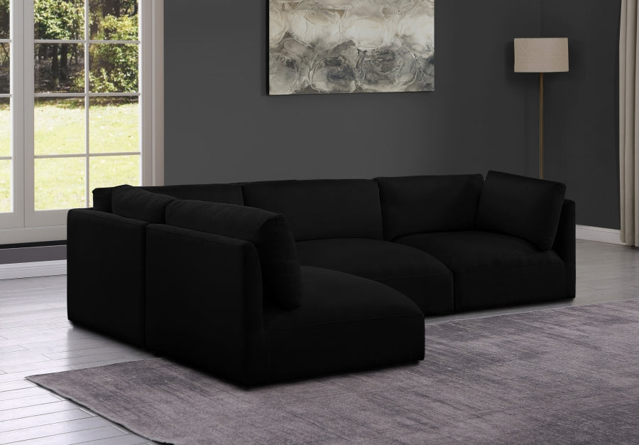 Black Ease Fabric Modular Sectional from Meridian - Luna Furniture