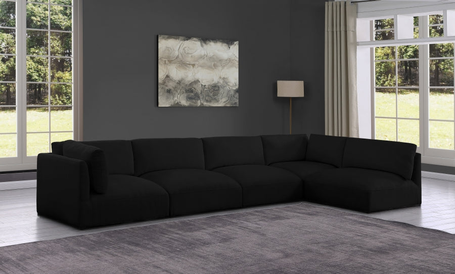 Black Ease Fabric Modular Sectional from Meridian - Luna Furniture