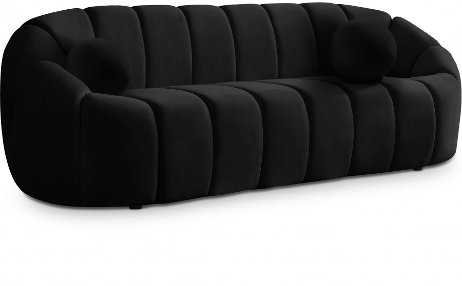 Elijah Black Velvet Sofa from Meridian - Luna Furniture