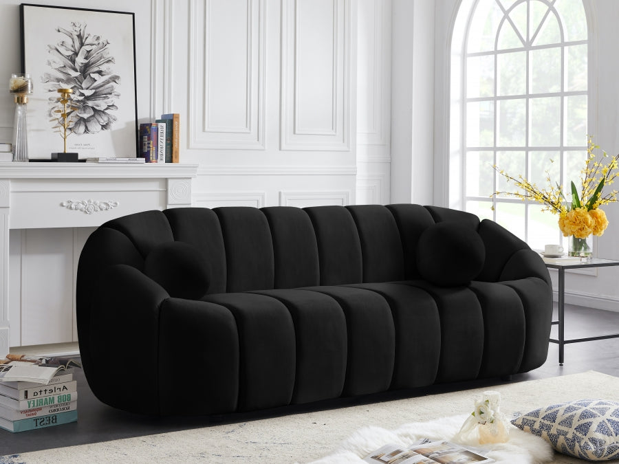 Elijah Black Velvet Sofa from Meridian - Luna Furniture