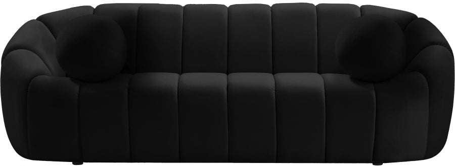 Elijah Black Velvet Sofa from Meridian - Luna Furniture