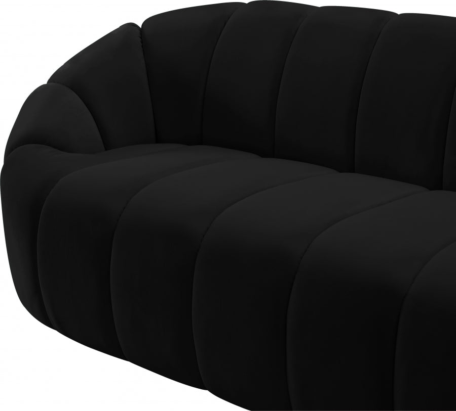 Elijah Black Velvet Sofa from Meridian - Luna Furniture