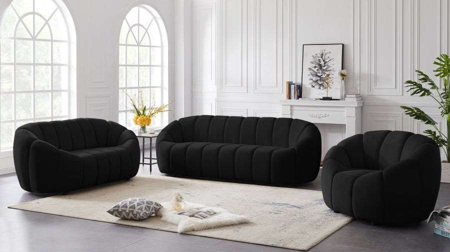 Elijah Black Velvet Sofa from Meridian - Luna Furniture