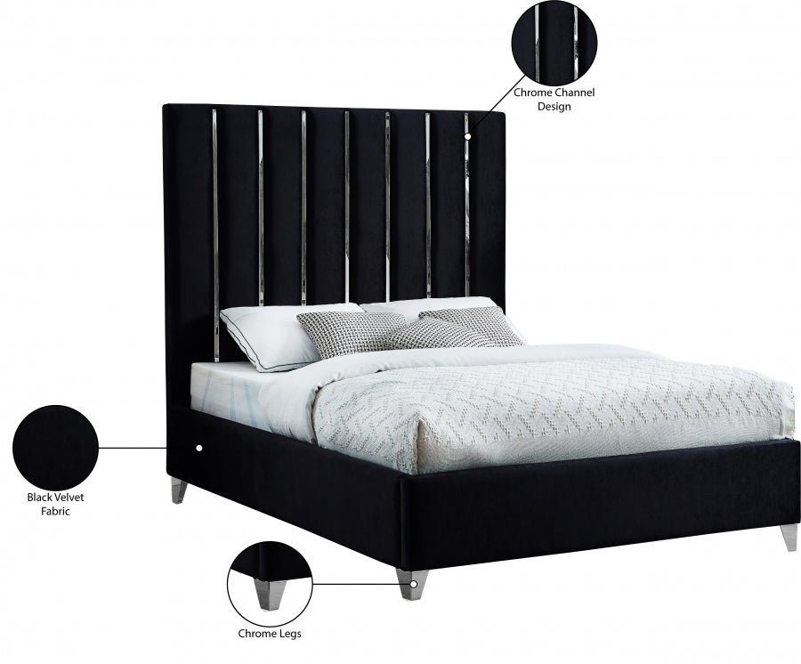 Enzo Black Velvet King Bed from Meridian - Luna Furniture