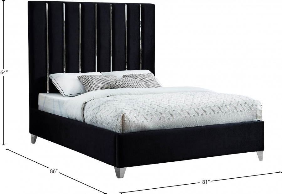 Enzo Black Velvet King Bed from Meridian - Luna Furniture