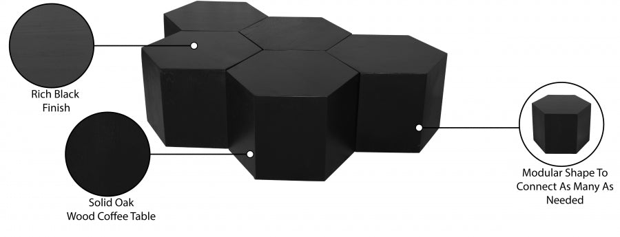 Eternal Black Modular 5 Piece Coffee Table from Meridian - Luna Furniture