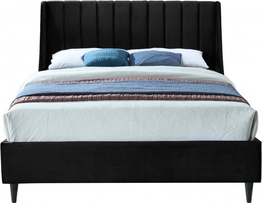 Eva Black Velvet Full Bed from Meridian - Luna Furniture