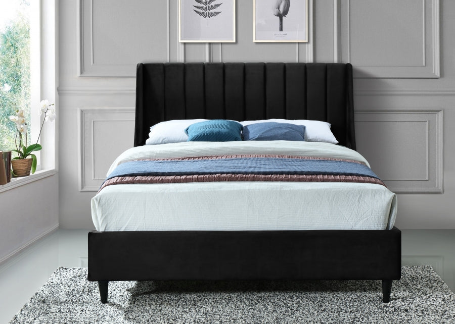 Eva Black Velvet Full Bed from Meridian - Luna Furniture