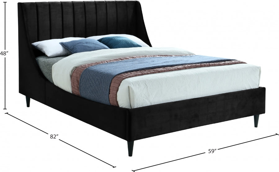 Eva Black Velvet Full Bed from Meridian - Luna Furniture