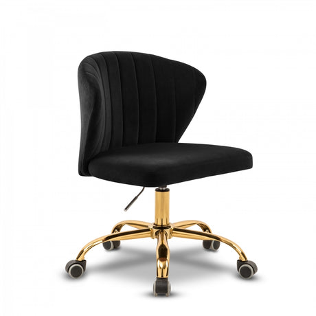 Finley Black Velvet Office Chair from Meridian - Luna Furniture