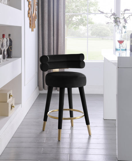 Fitzroy Black Velvet Counter Stool, Set of 2 from Meridian - Luna Furniture