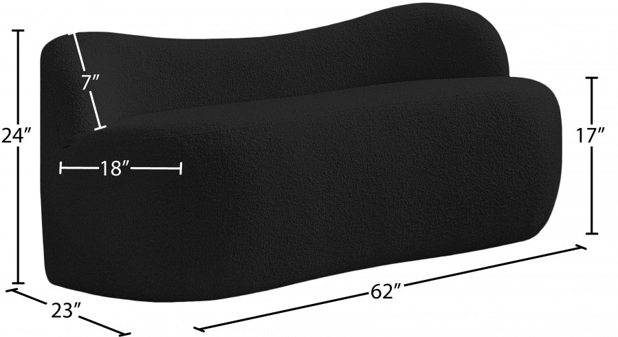 Flair Black Boucle Fabric Bench from Meridian - Luna Furniture