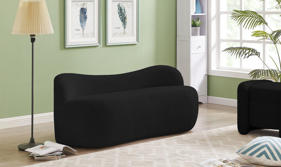 Flair Black Boucle Fabric Bench from Meridian - Luna Furniture