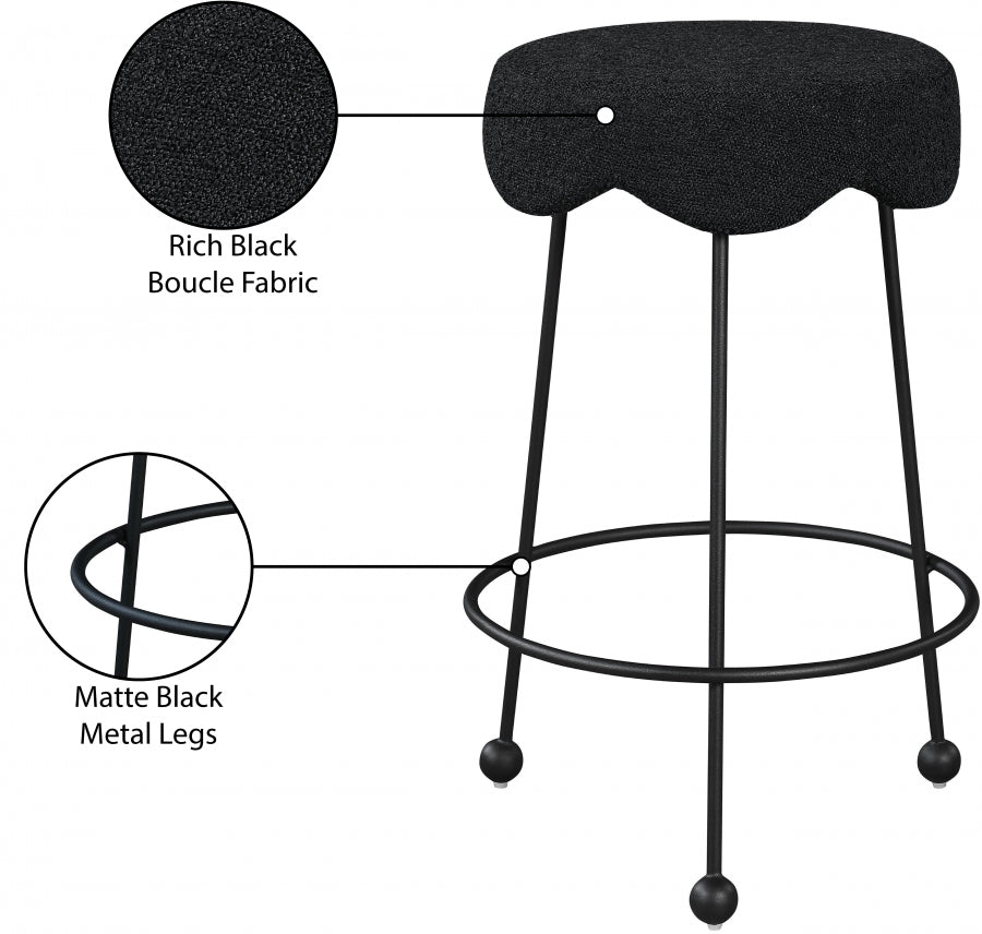 Fleur Black Boucle Fabric Counter Stool from Meridian - Luna Furniture