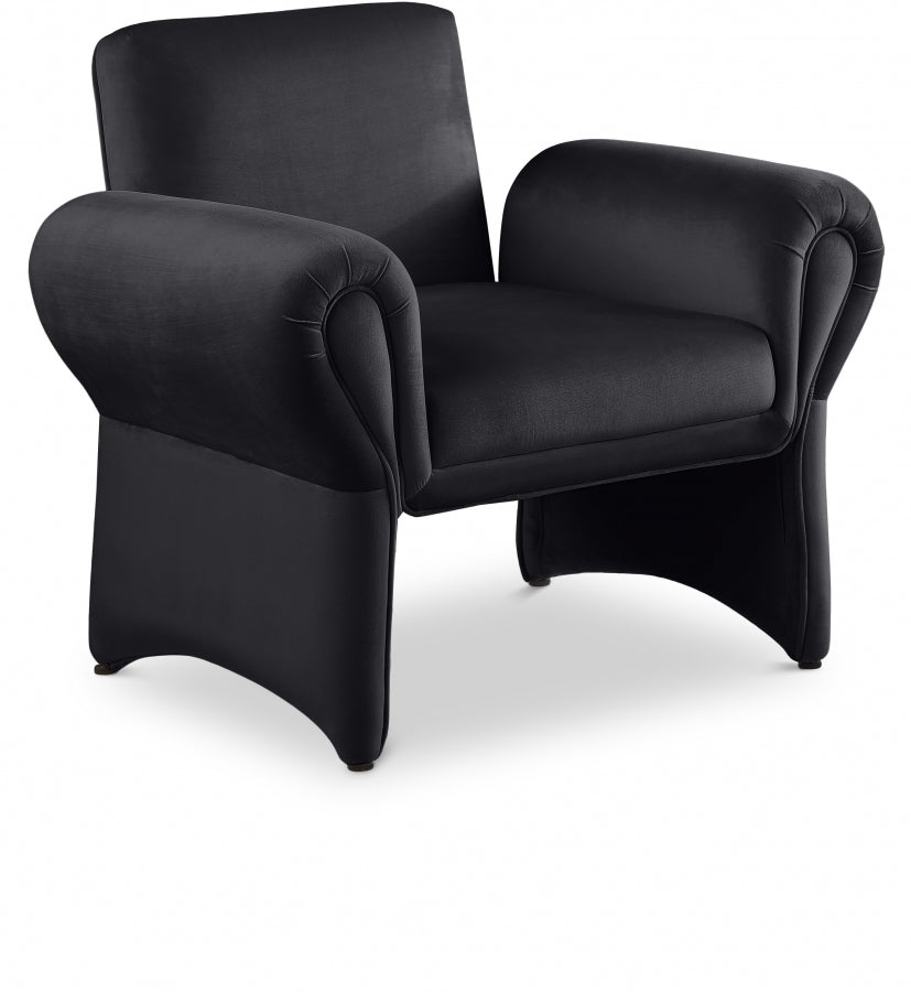 Black Fleurette Velvet Accent Chair from Meridian - Luna Furniture