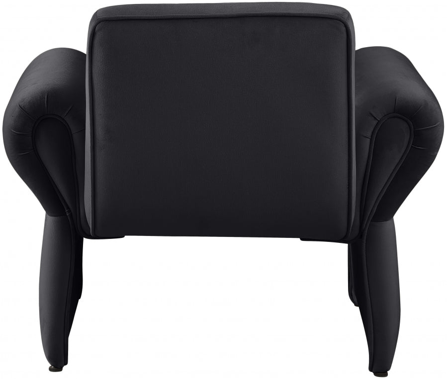 Black Fleurette Velvet Accent Chair from Meridian - Luna Furniture