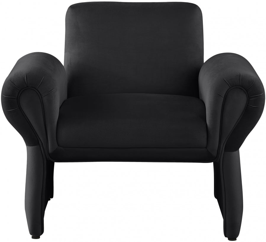 Black Fleurette Velvet Accent Chair from Meridian - Luna Furniture