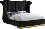 Flora Black Velvet King Bed from Meridian - Luna Furniture