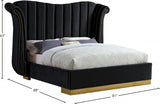 Flora Black Velvet Queen Bed from Meridian - Luna Furniture