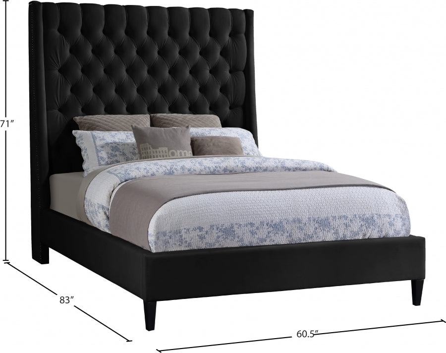 Fritz Black Velvet Full Bed from Meridian - Luna Furniture