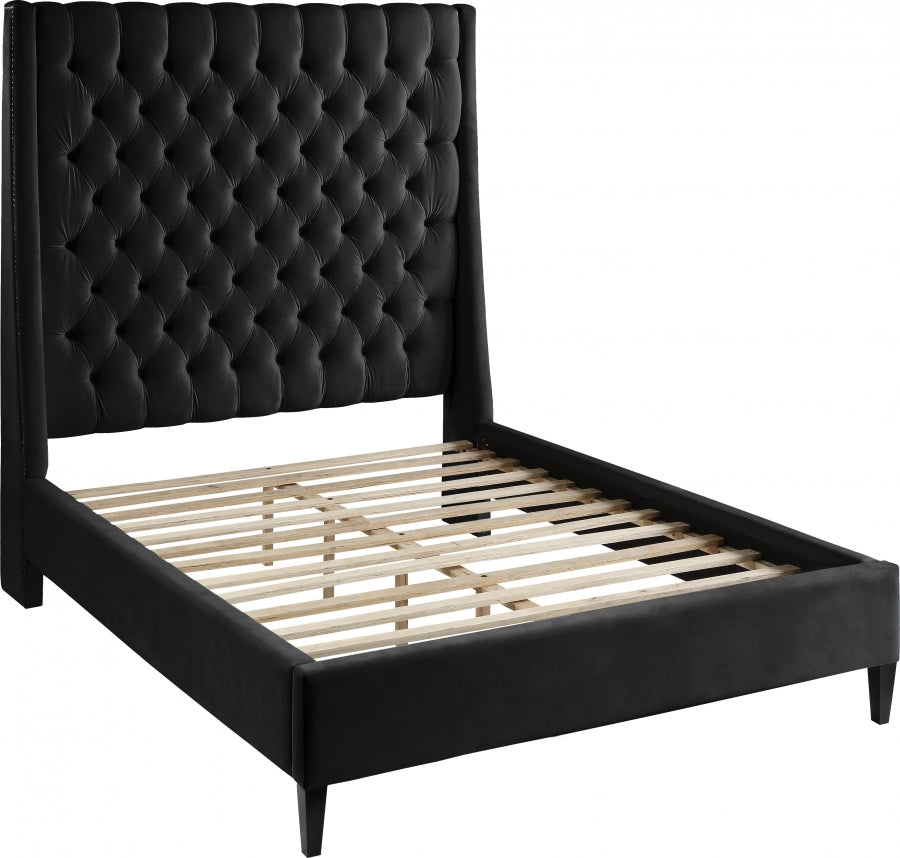 Fritz Black Velvet Full Bed from Meridian - Luna Furniture