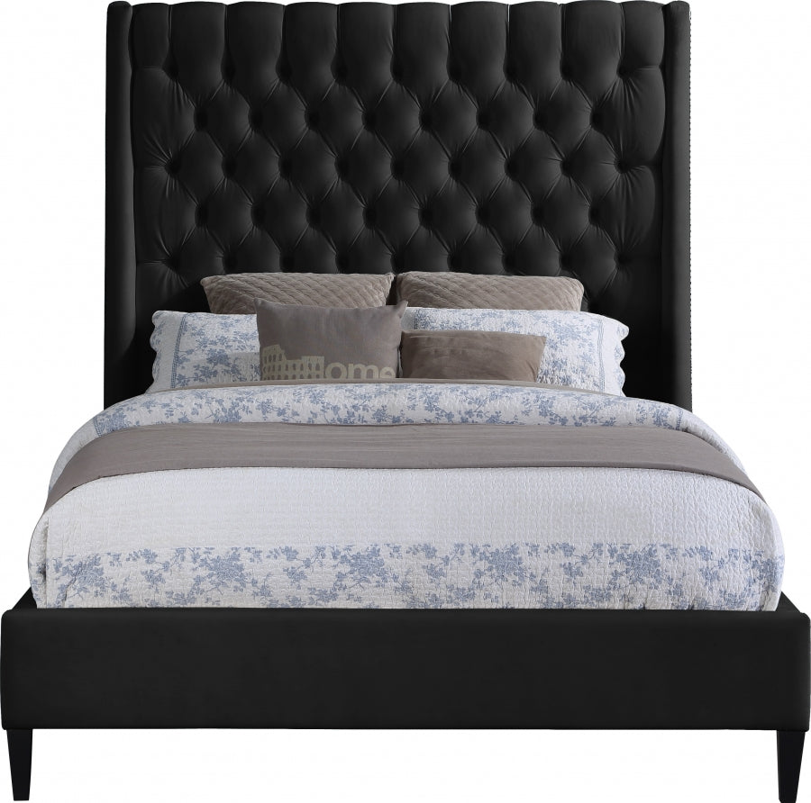 Fritz Black Velvet King Bed from Meridian - Luna Furniture