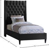 Fritz Black Velvet Twin Bed from Meridian - Luna Furniture