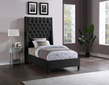 Fritz Black Velvet Twin Bed from Meridian - Luna Furniture