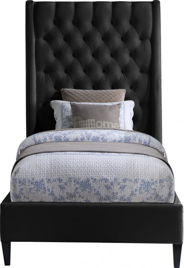 Fritz Black Velvet Twin Bed from Meridian - Luna Furniture