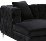 Gail Black Velvet 3-Piece Sectional from Meridian - Luna Furniture