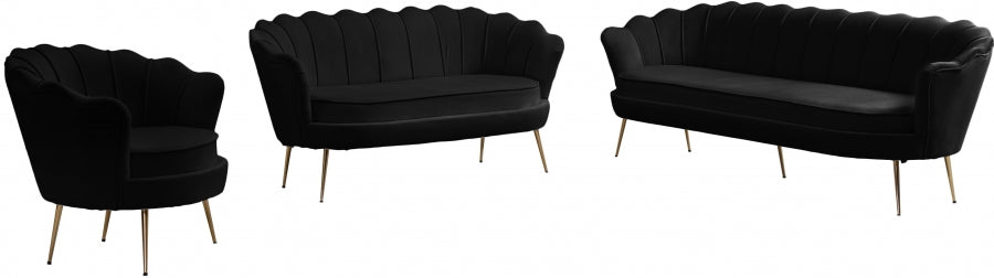 Gardenia Black Velvet Sofa from Meridian - Luna Furniture